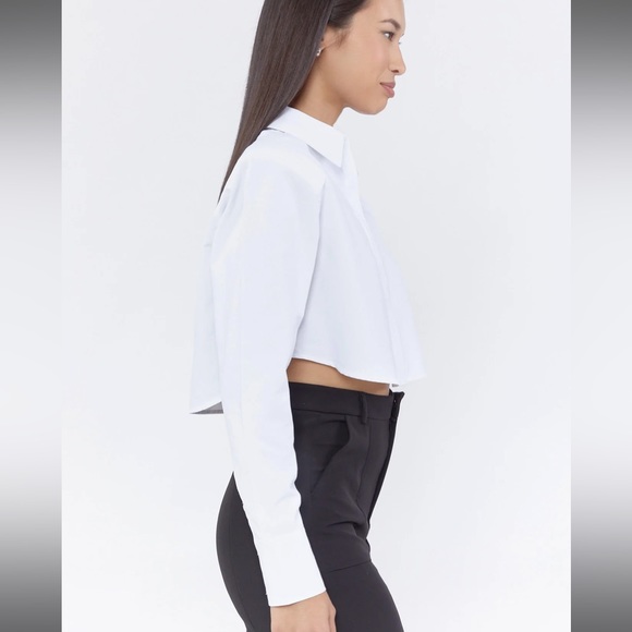 White Cropped Dress Shirt - Picture 3 of 3